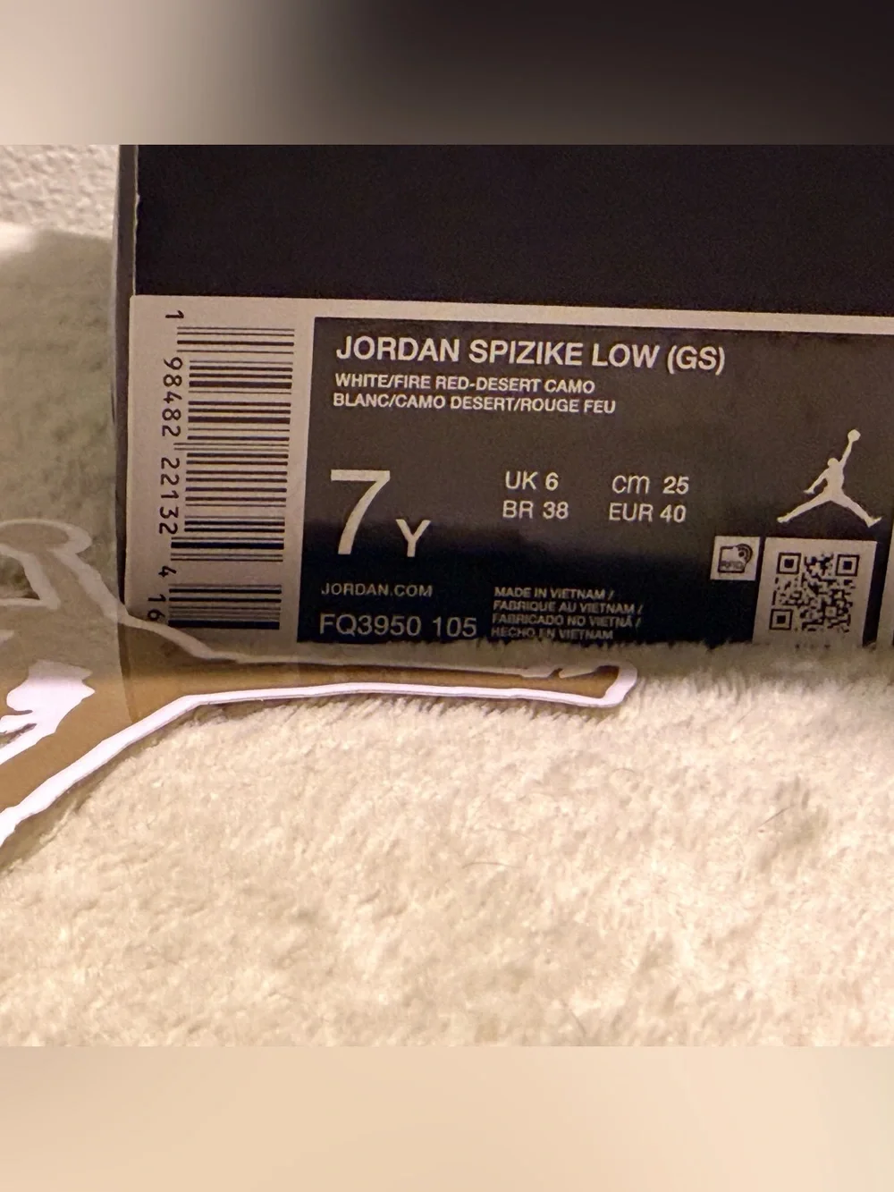 Jordan Spizike Low (GS) “White Desert Camo” Men’s 7Y/8.5 Women’s New w/ Box #141